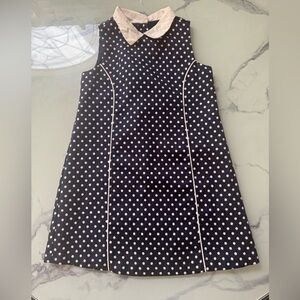 Janie and Jack Navy Dress with Cream Polka Dots